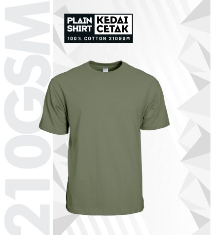 Adult Plain 210gsm T-Shirt 100% Cotton (Olive) S to 5XL